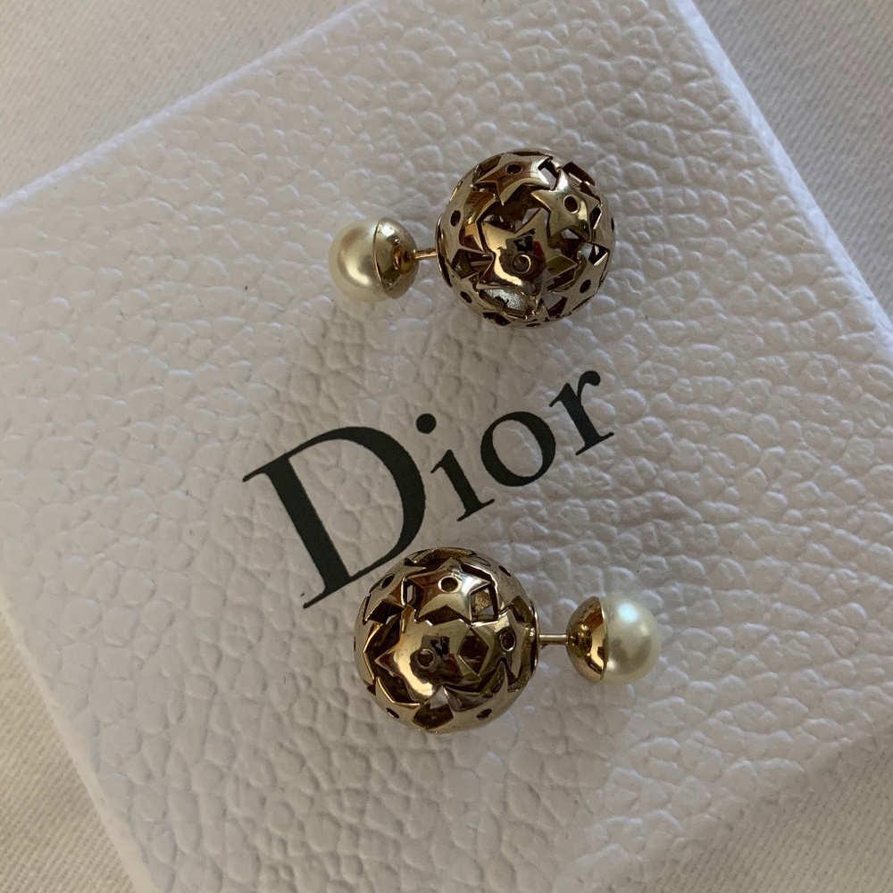 DIOR Pearl Star Mise En Dior Tribal Earrings Gold